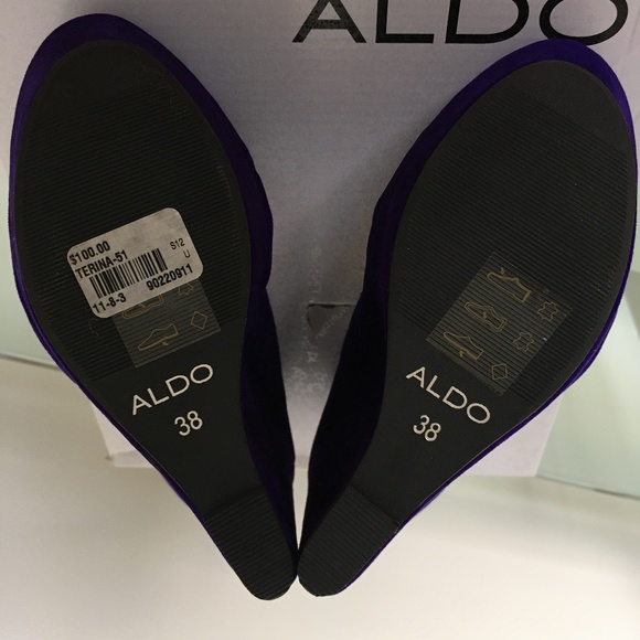 ALDO Purple Suede Platform Wedges Siz 38 BNIB! - Picture 3 of 15